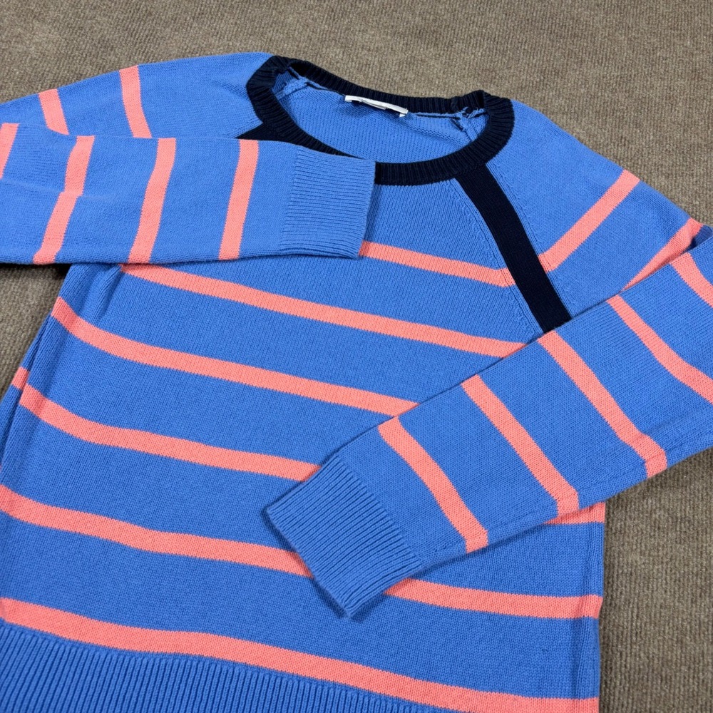 Christopher & Banks Womens Small Blue Pink Striped Raglan Sleeve Knit Sweater